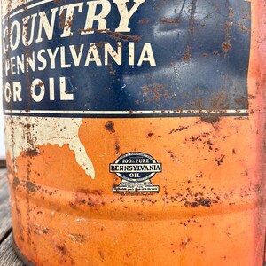 1935 Cross Country Motor Oil 5 Gallon Can 16 3/4" Sears Roebuck Orange ...