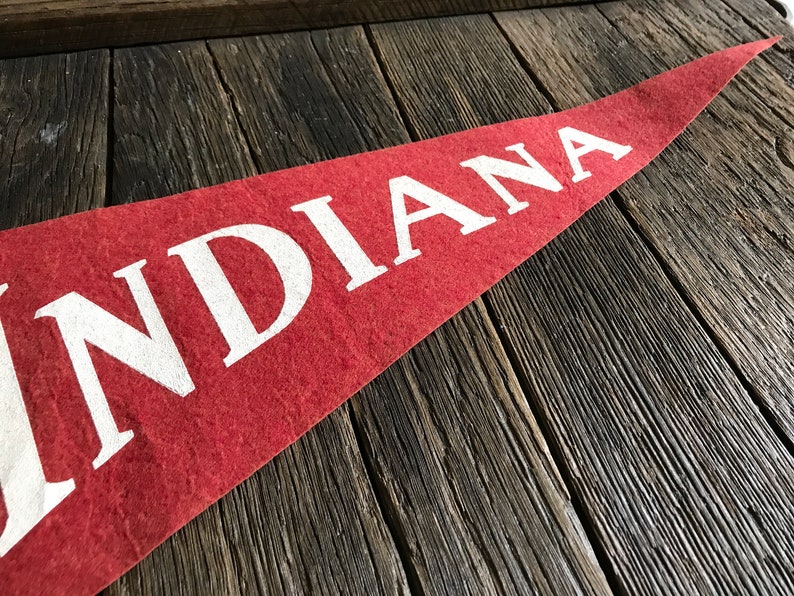 Red And White Pennant Vintage Indiana College Pennant 1960s Rose Bowl Pennant Indiana Rose Bowl Fighting Hoosiers Felt Pennant