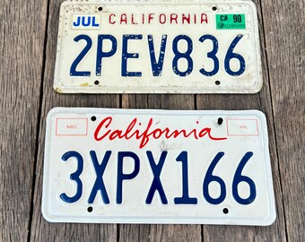 2 California License Plates - White And Blue California License Plates