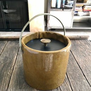 Vintage Ice Bucket - Mid Century Brown Vinyl Ice Bucket