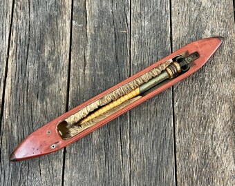 Vintage Wooden Textile Mill Weaving Loom Shuttle Boat by A. Hall & Co - 16 1/2"