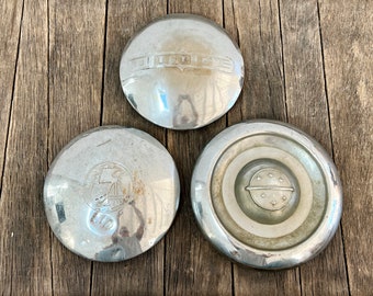 3 Vintage Hubcaps - Dodge Hubcap Oldsmobile Hubcap Plymouth Hubcap