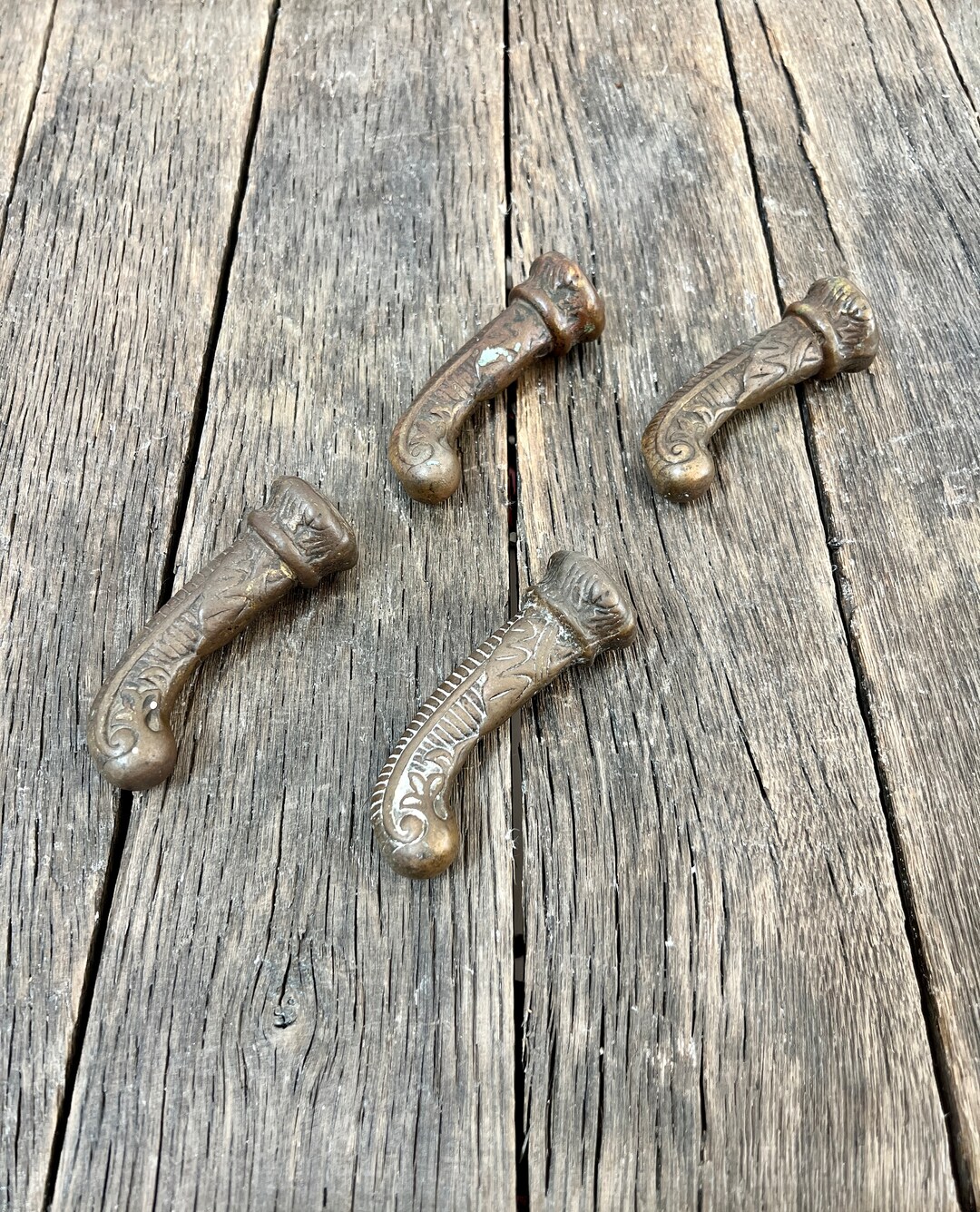 4 Antique Brass Furniture Feet Antique Metal Furniture Legs Etsy