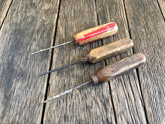 3 Vintage Icepicks Wood Handle Ice Picks Antique Ice Picks 