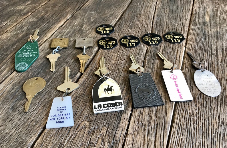 Vintage Hotel Keys A Large Lot Of Vintage Hotel Keychains Etsy