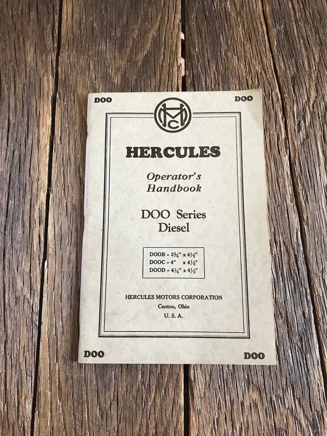 1947 Hercules Four Cylinder Diesel Engine Handbook Antique Diesel Motor