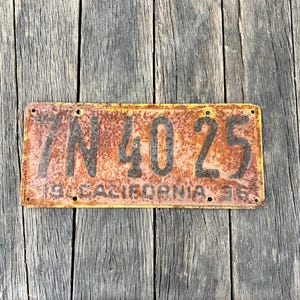 1936 California License Plate - Vintage Black And Yellow California License Plate
