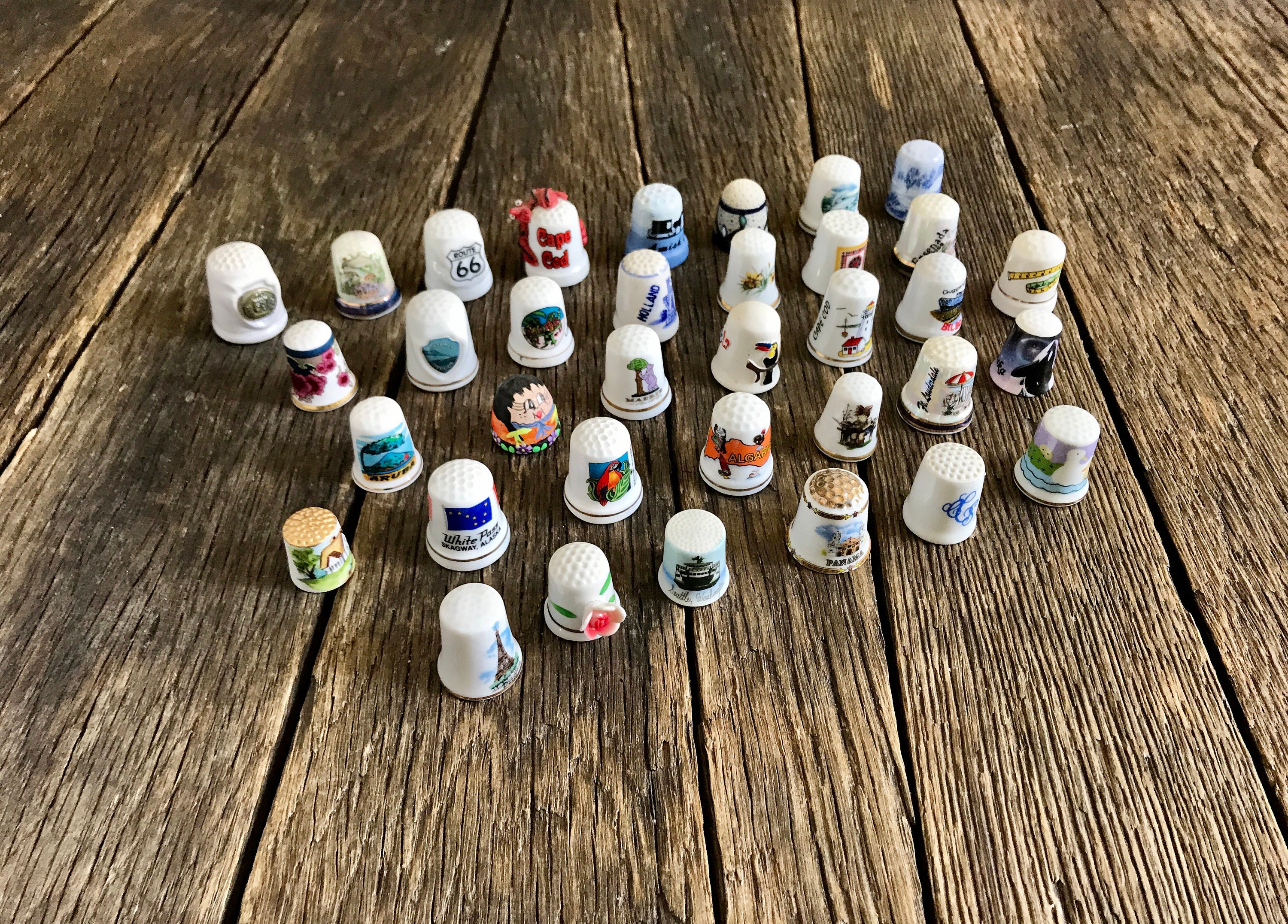 35 Vintage Thimbles Souvenir Travel Thimbles Collectible Etsy
