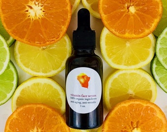 Complete vitamin face serum: anti-aging, anti-wrinkle, food for skin, 100% organic. Vitamin c+e, hyaluronic + ferulic acid,pure aloe liquid