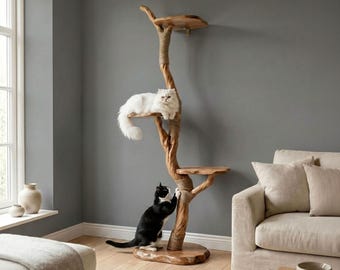 Cat tree branch driftwood shelf wall mounted shelves natural cat scratcher handmade rustic decor