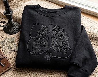 Anatomical Lung Embroidered Sweatshirt, Floral Lungs Shirt, Therapist Shirt, Respiratory Graphic Tees, Lung T-Shirt