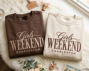 Custom Embroidered Girls Trip Sweatshirt, Personalized Girls Weekend Shirt, Besties Vacation Crewneck, Travel Sweatshirt