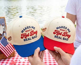 Embroidered Makes Me Want a Hot Dog Real Bad Trucker Hat Vintage Baseball Cap Funny Food Lover Dad Hat Retro Embroidered Cap
