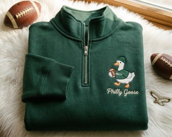 Embroidered Philly Goose Quarter Zip Sweatshirt