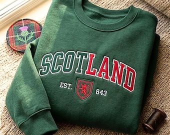 Green Scotland Plaid Embroidered Sweatshirt – Unisex Cotton Blend pullover