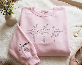Personalized Name Dance Embroidered Sweatshirt, Ballerina Sweater, Dance Teacher Gift, Dance Mom Crewneck Sweatshirt, Gift For Dancer