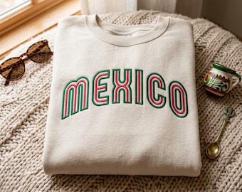 Mexico 1968 Embroidered Sweatshirt, Retro Heritage Graphic Tee, Cultural Identity Shirt, Mexican Pride Sweatshirt, Soccer Fan Crewneck Top