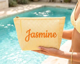 Personalized Embroidered Makeup Bag, Embroidered Toiletry Bag, Personalized Name Cosmetic Bag, Beaty Makeup Pouch, Bridesmaid Gift