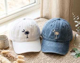 Embroidered South Carolina Flag Symbol Cap hat baseball hat states cap embroidered ballcap Washed Cotton Cap