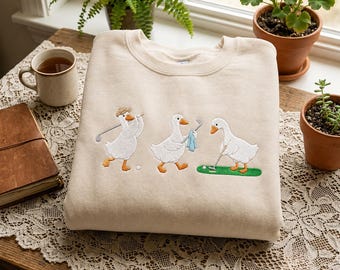 Embroidered Funny Golf Goose Sweatshirt, Goose Golf Tee Comfort Colors, Funny Golfer Gift, Golf Lover Shirt, Gift for Golfer Mom Dad