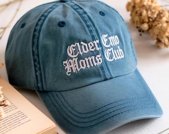 Washed Cotton Cap: Elder Emo Moms Club Embroidery