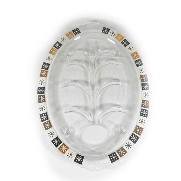 Atomic Starburst Platter Meat Platter Plate Atomic Snowflake INLAND Glass Dish