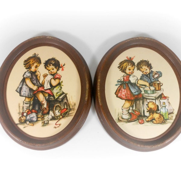 Framed Hummel Art Print Sewing & Cooking Children Nursery Wall Art