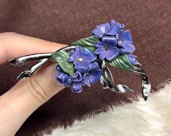 Vintage violett polymerlera brosch