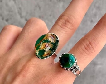 Brun Cloisonné-blommig ring från 1800-talet, justerbara iögonfallande smycken