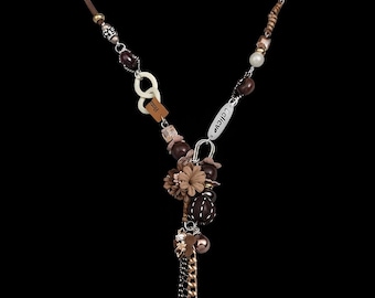 Vintage Boho Charm Halsband, Extra Långt Hänge Halsband, Lagerpärlor & Tofs