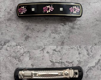 Broderad hårspänne i blommig spets, oval vintagehårspänne, accessoar i europeisk stil