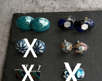 Pendientes de clip azules vintage, pendientes ovalados retro, joyería clásica minimalista