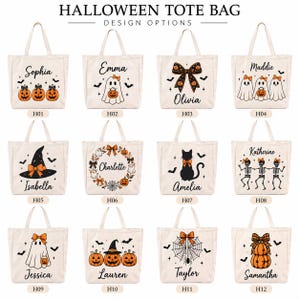 Personalized Halloween Tote Bag, Custom Name Trick or Treat Bag for ...