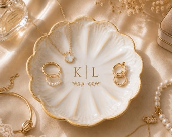 Plato personalizado para anillos de compromiso con forma de pétalo, regalos de boda para la pareja, joyero para ella, regalo sentimental para la novia.