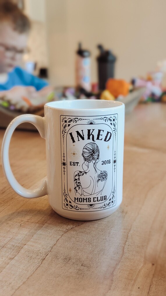 Inked Moms Club, Coffee Mug, Tattoo Tarot Card Design, 15 Oz, Personalized,  Cool Mom - Etsy