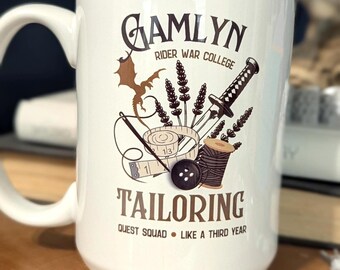 Tailor,Sewing, Ridoc, Dragons, Gift, Everyday Gift, 15 oz, coffee mug, Book Reader, Romance, Dragon Rider, Book Lover, Basgiath, War College