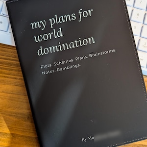 Funny, Plots, Schemes, Plans, Personalized, Gift, Everyday Gift, Office Humor, Distressed Personal Notebook, Stationary,Boss Day,Fathers Day