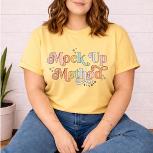 Plus Size Butter T-Shirt Mockup, Pastel Yellow Tee, Comfort Colors 1717 (Digital Download)