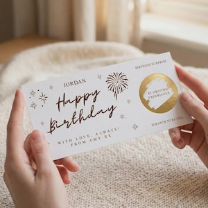 Birthday Scratch Card | Personalised Scratch To Reveal Gift | Custom Experience Voucher | Surprise Birthday Ticket For Her Him