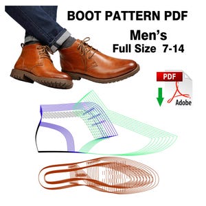 Chukka Boot Pattern PDF | Men's Leather Shoe Template (Sizes 7–14)