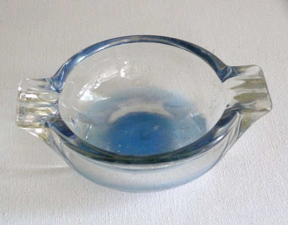 5 Inches Round Glass Ashtray in Teal