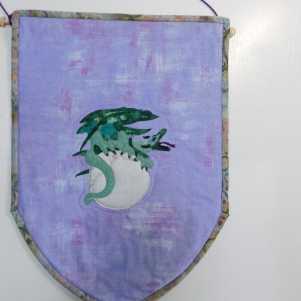 Dragon Mini Wall Hanging Banner, Quilted Dragon, Fantasy Art