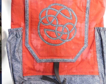 Celtic Circle Knot Backpack - Cotton Backpack - Quilted Backpack