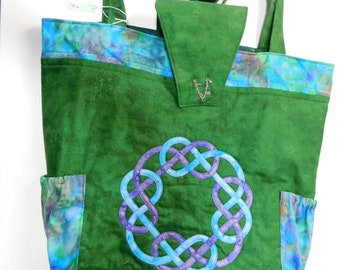 Celtic Circle Knot -  Quilted Tote - Celtic Knot Art - Fiber Art