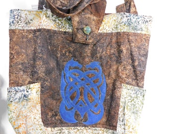 Quilted Dragon Tote Bag, Hand Made Shoulder Bag