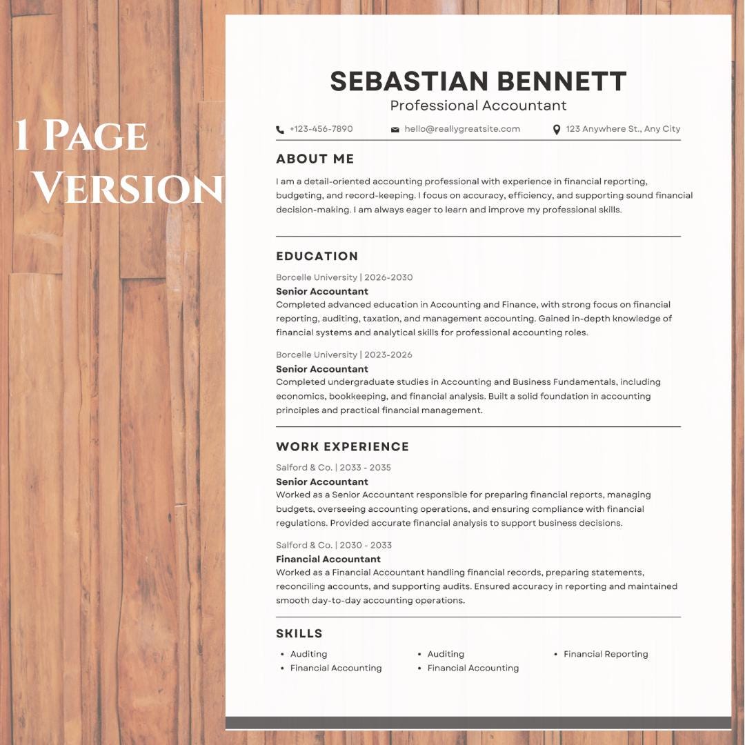 Modern Minimalist Resume Template Canva | ATS Friendly CV With Cover ...