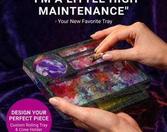 Bandeja para liar de resina personalizada: diseño de remolino arcoíris, accesorios para fumadores