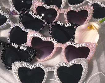 Personalized Bride To Be Sunglasses,Bride Sunglasses,pearl sunglasses bride,Bride Heart Sunglasses,Bridal Shower,Bachelorette Sunglasses
