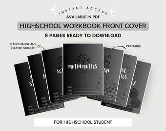 Capa frontal do caderno de exercícios do ensino médio em tema preto