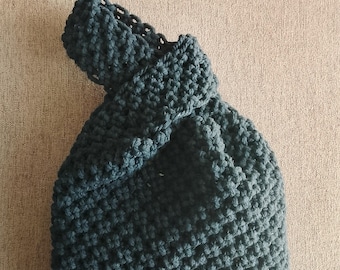 Handmade Macrame Japanese Knot Bag, Cotton Rope Tote, Minimalist Everyday Purse